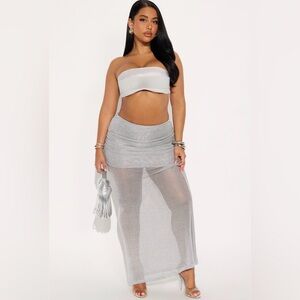 Elegant Silver Maxi Skirt